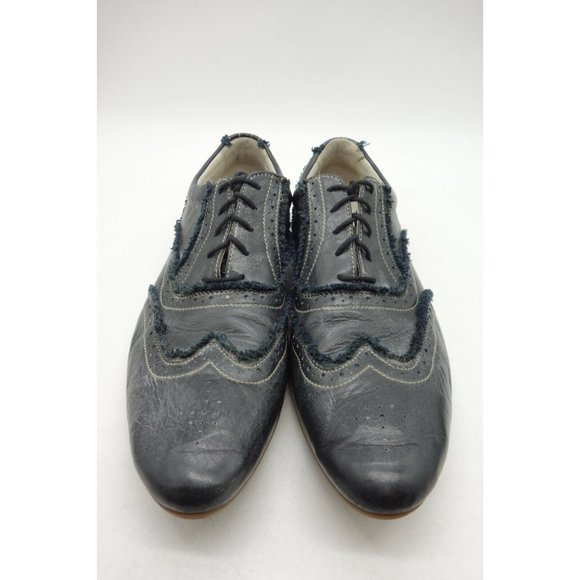 Blackstone Black Leather Distressed Edge Wingtip Oxfords Shoes Men\'s 45 / 11 main image 11